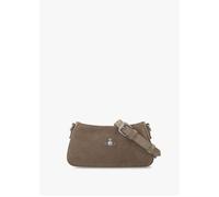 Tasha Stone Suede Shoulder Phone Bag - Beige Suede / One Size