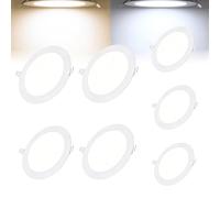 Tashace 12W Ultra Thin Round LED Recessed Flat Panel Ceiling Downlight(White Light,7pack)