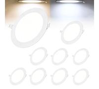 Tashace 9w LED Recessed Downlight Ultra Thin Round Panel Ceiling Lights(Neutral Light,9pack)