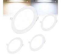 Tashace 9w LED Recessed Downlight Ultra Thin Round Panel Ceiling Lights(Warm Light,4pack)