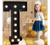 Tashace Marquee Numbers Light Up Letters Black Party Decoration for 1st 16th 18th 21st Birthday Anniversary Backdrop Cardboard Sign Mosaic Balloon Frame(Letter T,120cm/4FT)