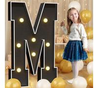Tashace Marquee Numbers Light Up Letters Black Party Decoration for 1st 16th 18th 21st Birthday Anniversary Backdrop Cardboard Sign Mosaic Balloon Frame(Letter M,120cm/4FT)
