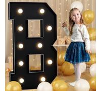 Tashace Marquee Numbers Light Up Letters Black Party Decoration for 1st 16th 18th 21st Birthday Anniversary Backdrop Cardboard Sign Mosaic Balloon Frame(Letter B,120cm/4FT)