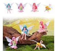 Tashce Elf Figures Garden Decoration 4 Pack - Fairies Birthday Decoration & Miniature Fairy Garden Accessories - Mini Fairy Cake Decoration for Garden, Cake, Fairy House, Gift (B)