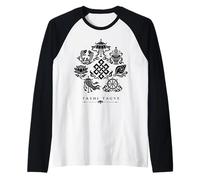 Tashi Tagye Eight Auspicious Symbols Tibetan Buddhist Raglan Baseball Tee