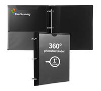 Tashkummy 360 Degree Pivotable Binder, 3 Ring Binder 1 inch, Flexible Binders 3 Ring, Foldable Three Ring Binders- Black