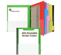 Tashkummy 360 Pivotable Project Organizer, 3 Ring Binder with Colored Tab Dividers and Pockets, Customizable Front Cover Multi Pocket Folder for Home, School, Office - Green