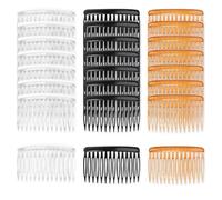TaShow 24 PCS Hair Side Combs for Women Fine Thin Hair, 14 Teeth Decorative Hair Combs for Women Girls Bridal Wedding Veil,Wide, Black, Transparent, Light Coffee