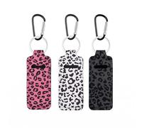 TaShow Travel Makeup Bag, 3 PCS Leopard Print Lipstick Holder Keychain With Metal Carabiner Pink Cosmetic Bag For Purse Women Girls Daily Travel Essentials Outdoor Organization