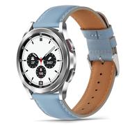 Tasikar 20mm Leather Strap Compatible With Samsung Galaxy Watch 6/5/4 40mm/44mm, Genuine Leather band for Watch 6 Classic 43mm/47mm/4 Classic 3, Blue
