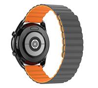 Tasikar 20mm Straps Compatible with Samsung Galaxy Watch 6/5/4 Strap 40mm 44mm/6 Classic 43mm 47mm/5 Pro, Silicone Magnetic Band for Galaxy 4 Classic/3 (Orange-Gray)