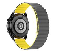 Tasikar 22mm Straps Compatible with Samsung Galaxy Watch 3 45mm/46mm Strap, Silicone Magnetic Clasp Replacement Band for GT3 46mm/GT 2, Gear S3 (Yellow-Grey)