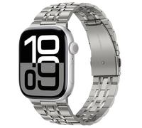 Tasikar Band Compatible with Apple Watch Band 42mm(Series 10) 41mm 40mm 38mm Men Women Strap Solid Stainless Steel Metal Bracelet Compatible with iWatch SE Series 10 9 8 7 6 5 4 3 2 1, Titanium