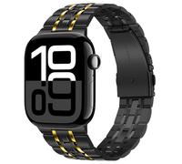 Tasikar Band Compatible with Apple Watch Band 42mm(Series 10) 41mm 40mm 38mm Men Women Strap Solid Stainless Steel Metal Bracelet Compatible with iWatch SE Series 10 9 8 7 6 5 4 3 2 1, Black-Gold