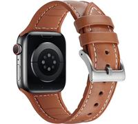Tasikar Compatible with Apple Watch Strap 41mm 40mm 38mm, Genuine Leather with Soft Silicone Hybrid Design Sport Band Compatible for Apple Watch Series 9 8 7 6 5 4 3 2 SE - (38/40/41mm, Brwon)