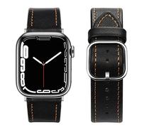 Tasikar Compatible with Apple Watch Strap 45mm 44mm 42mm 41mm 40mm 38mm, Leather Band with Square Buckle Compatible for Apple Watch Series 8 7 6 5 4 3 2 1 SE (38/40/41mmmm, Black)