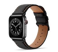 Tasikar Compatible with Apple Watch Strap 49mm 46mm 45mm 44mm 42mm Genuine Leather Replacement Bracelet Strap Compatible with Apple Watch Ultra 2 Ultra SE 2 SE Series10 9 8 7 6 5 4 3 2 1, Black