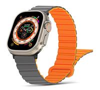 Tasikar Compatible with Apple Watch Strap 49mm 46mm 45mm 44mm 42mm Thin Silicone Magnetic Loop Replacement Bands [Double Sided Wearable] for Apple Watch Ultra Series 10 9 8 7 6 5 4 3 SE - Grey Orange
