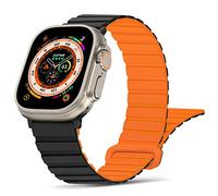 Tasikar Compatible with Apple Watch Strap 49mm 46mm 45mm 44mm 42mm, Thin Silicone Magnetic Loop Replacement Bands [Double Sided Wearable] for iWatch Ultra Series 10 9 8 7 6 5 4 3 2 SE - Black Orange