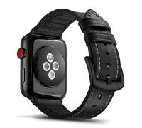 Tasikar Compatible with Apple Watch Straps 41mm 40mm 38mm Genuine Leather with Silicone Hybrid Design Comfortable Strap Compatible with Apple Watch Series 9/8/7/6/5/4/3/2 SE (Black)