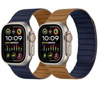 Tasikar Double Sided Wearable Magnetic Strap Compatible with Apple Watch 49mm 46mm 45mm 44mm 42mm, Soft Silicone Sport Band Loop for iWatch Ultra SE Series 10 9 8 7 6 5 4 3 2 1, Brown Indigo