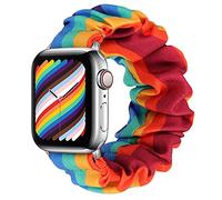 Tasikar Elastic Scrunchies Compatible with Apple Watch Strap 41mm 40mm 38mm 45mm 44mm 42mm, Women Soft Pattern Printed Fabric Straps for iWatch Series 8 7 6 5 4 3 2 1 SE (42mm/44mm/45mm, Rainbow, L)