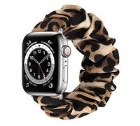 Tasikar Elastic Scrunchies Compatible with Apple Watch Strap 41mm 40mm 38mm 45mm 44mm 42mm, Women Soft Pattern Printed Fabric Straps for iWatch Series 8 7 6 5 4 3 2 1 SE (42mm/44mm/45mm, Leopard, L)