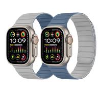 Tasikar Magnetic Strap Compatible with Apple Watch 42mm 41mm 40mm 38mm | Double Sided Soft Silicone Sport Band Loop for iWatch SE Series 12 11 10 9 8 7 6 5 4 3 2 1, Misty Grey-Blue