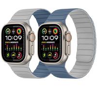 Tasikar Magnetic Strap Compatible with Apple Watch 49mm 46mm 45mm 44mm 42mm | Double Sided Soft Silicone Sport Band Loop for iWatch Ultra 4 3 2 1 SE Series 12 11 10 9 8 7 6 5 4 3 2 1, Misty Grey-Blue