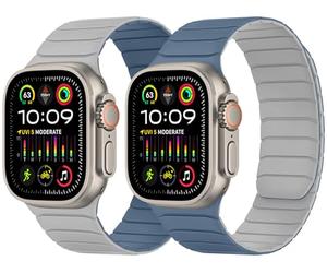 Tasikar Magnetic Strap Compatible with Apple Watch 49mm 46mm 45mm 44mm 42mm | Double Sided Soft Silicone Sport Band Loop for iWatch Ultra 4 3 2 1 SE Series 12 11 10 9 8 7 6 5 4 3 2 1, Misty Grey-Blue