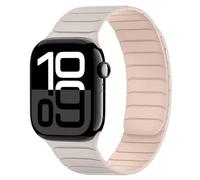 Tasikar Magnetic Straps Compatible with Apple Watch 42mm(Series 10) 41mm 40mm 38mm Soft Silicone Replacement Loop Wristband Compatible with iWatch SE Series10 9 8 7 6 5 4 3 2 1, Starlight-Pink