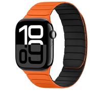 Tasikar Magnetic Straps Compatible with Apple Watch 42mm(Series 10) 41mm 40mm 38mm Soft Silicone Replacement Loop Wristband Compatible with iWatch SE Series10 9 8 7 6 5 4 3 2 1, Orange-Black