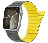 Tasikar Magnetic Straps Compatible with Apple Watch Strap 49mm 46mm 45mm 44mm 42mm Ultra 2 Ultra Series 10 9 8 7 6 5 4 3 2 1 SE 2 SE, Silicone Band with Magnetic Closure for Men Women (Yellow-Gray)