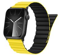 Tasikar Magnetic Straps Compatible with Apple Watch Strap 49mm 46mm 45mm 44mm 42mm Ultra 2 Ultra Series 10 9 8 7 6 5 4 3 2 1 SE 2 SE, Silicone Band with Magnetic Closure for Men Women (Yellow-Black)