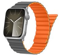 Tasikar Magnetic Straps Compatible with Apple Watch Strap 49mm 46mm 45mm 44mm 42mm Ultra 2 Ultra Series 10 9 8 7 6 5 4 3 2 1 SE 2 SE, Silicone Band with Magnetic Closure for Men Women (Orange-Gray)
