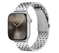 Tasikar Metal Watch Strap Compatible with Apple Watch 49mm 46mm 45mm 44mm 42mm for Men Women, Stainless Steel Replacement Bands for iWatch Ultra SE Series 10 9 8 7 6 5 4 3 2 1, Silver