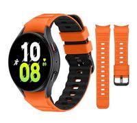 Tasikar No Gap Bands Compatible with Samsung Galaxy Watch 7/6/5/4 Band 40mm 44mm/6 Classic 43mm 47mm/5 Pro/4 Classic, Soft Silicone Sport Strap for Women Men, Orange Black