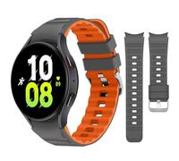 Tasikar No Gap Bands Compatible with Samsung Galaxy Watch 7/6/5/4 Band 40mm 44mm/6 Classic 43mm 47mm/5 Pro/4 Classic, Soft Silicone Sport Strap for Women Men,Grey-Orange