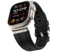 Tasikar Sport Band Compatible with Apple Watch Ultra Band 49mm 46mm 45mm 44mm 42mm, Men Stainless Steel Metal Silicone Replacement Strap for iWatch Ultra 2 Ultra Series 10 9 8 7 6 5 4 3 2 1 SE, Black