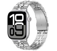 Tasikar Strap Compatible with Apple Watch Strap 42mm(Series 10) 41mm 40mm 38mm Men Women band Solid Stainless Steel Metal Bracelet Compatible with iWatch SE Series 10 9 8 7 6 5 4 3 2 1, Silver