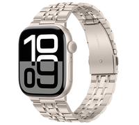 Tasikar Strap Compatible with Apple Watch Strap 49mm 46mm(Series 10) 45mm 44mm 42mm Men Women Band Solid Stainless Steel Metal Bracelet Compatible with iWatch SE Series10 9 8 7 6 5 4 3, Starlight