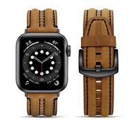 Tasikar Straps Compatible with Apple Watch Strap 42mm(Series 10) 41mm 40mm 38mm for Apple Watch Series 10 9 8 7 6 5 4 3 2 1 SE, Genuine Leather Replacement Band for Men Women (Brown)