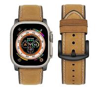 Tasikar Straps Compatible with Apple Watch Strap 49mm 45mm 44mm 42mm, Genuine Leather Silicone Replacement Band Compatible for Apple Watch Ultra Series 9 8 7 6 5 4 3 2 SE - 42mm 44mm 45mm/Brown