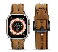 Tasikar Straps Compatible with Apple Watch Strap 49mm 46mm 45mm 44mm 42mm for Apple Watch Ultra Series 10 9 8 7 6 5 4 3 2 SE, Genuine Leather Replacement Band for Men Women (Brown)