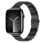 Tasikar Thin Metal Band Compatible with Apple Watch Band 49mm 46mm 45mm 44mm 42mm Women Stainless Steel Replacement Strap Compatible with iWatch Ultra SE Series 10 9 8 7 6 5 4 3 2 1, Black