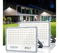 TASINUO 100W LED Floodlight Outdoor Security Lights 10000LM 2 Pack | IP67 Waterproof LED Flood Lights 6500K Daylight Outdoor Lights for Garden, Yard, Garage, Warehouse, Loft, Billboard