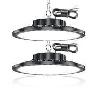 TASINUO Garage Lighting 100W 2pcs, UFO Industrial Lighting 10000 LM, IP65 Waterproof Cellar Workshop Ceiling Light, 7000 K Cool White Garage Light Spotlight Indoor