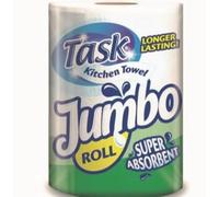 Task Jumbo Kitchen Roll, Super Absorbent, 200 Sheets, Longer Lasting