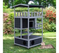 Task Master 137cm Cat House 3 Tier White & Black by Pawhut