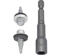 Taskar 6.3mm X 22mm Self-Drilling Tek Roofing Screws With 16mm Washer, 8mm Hex Head, 100 Pack